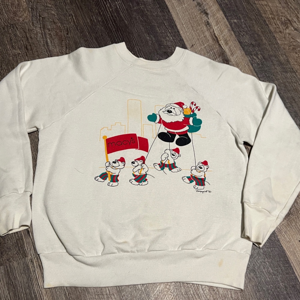 Vintage Christmas Macy's Cream Holiday Sweater